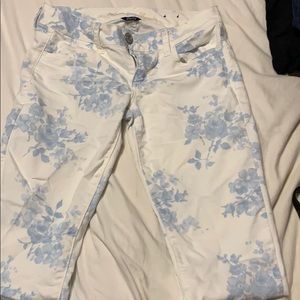 Blue & White printed skinny jeans